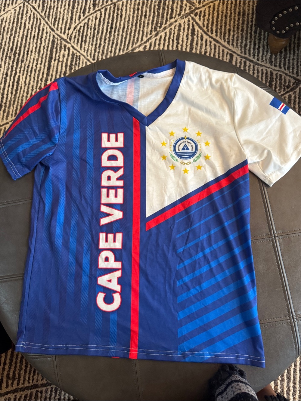 Cape Verde Adult Men’s Medium Soccer Jersey - Blue & White